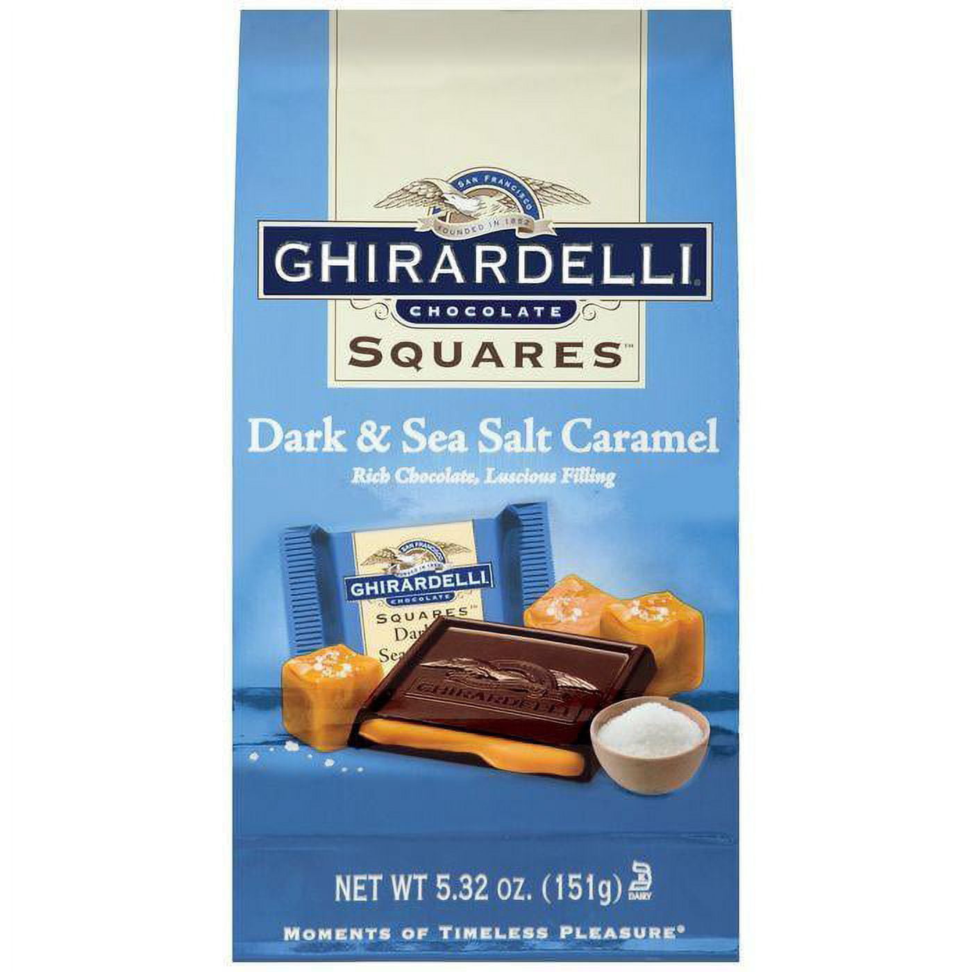 Ghirardelli Chocolate Squares Dark & Sea Salt Caramel 5.32 oz (Pack of