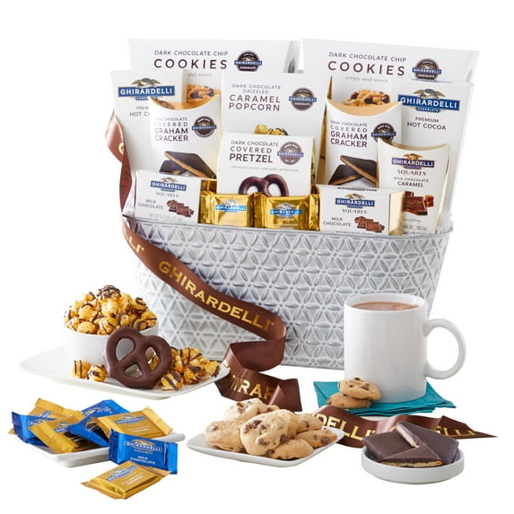 Ghirardelli Chocolates, Cookies and Sweets Grande Gift Basket - Brown Ribbon