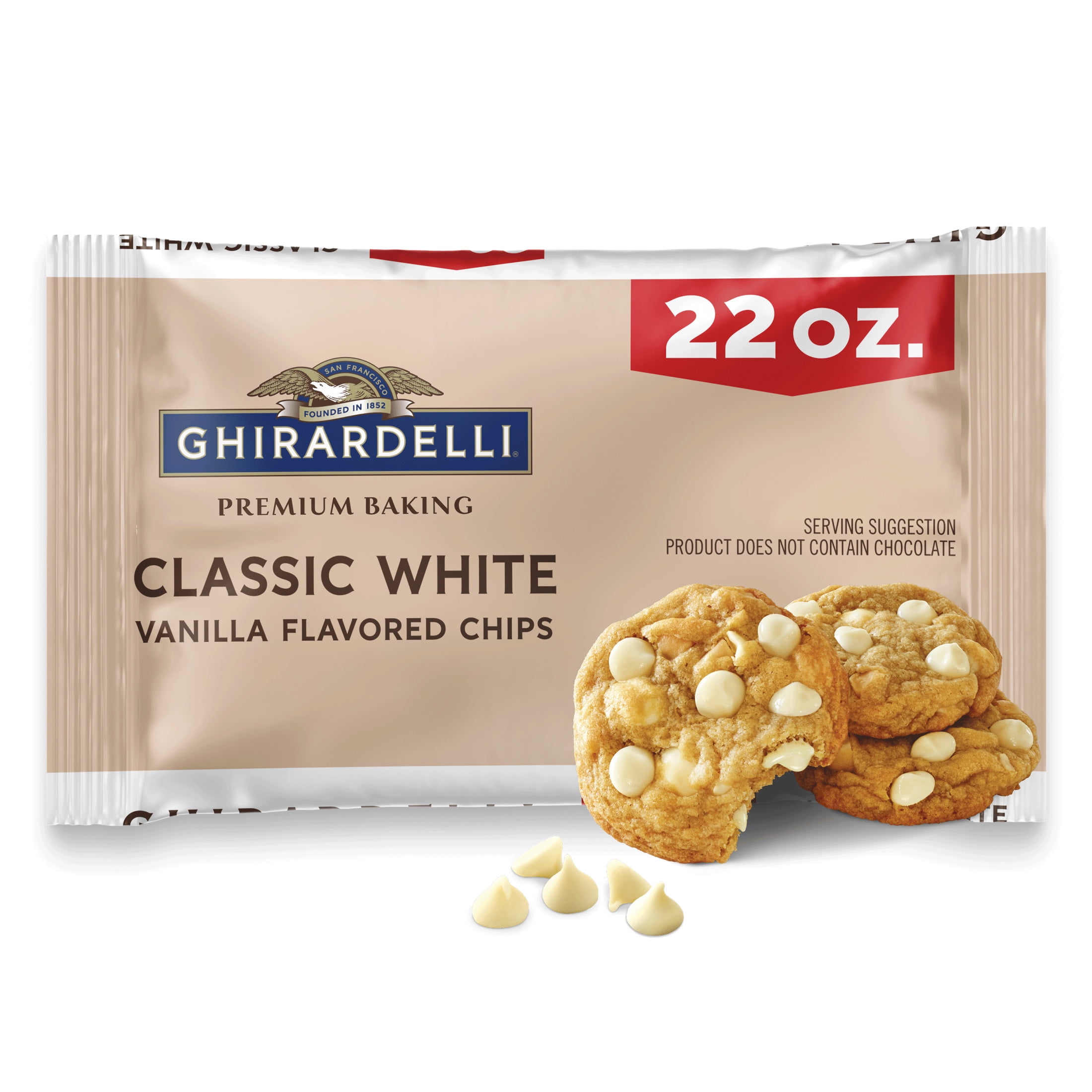 GHIRARDELLI Classic White Vanilla Flavored Premium Baking Chips, 22 oz Bag