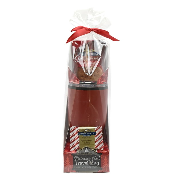 Ghirardelli Cocoa and Chocolate Travel Mug Christmas Gift Set, 1.26oz