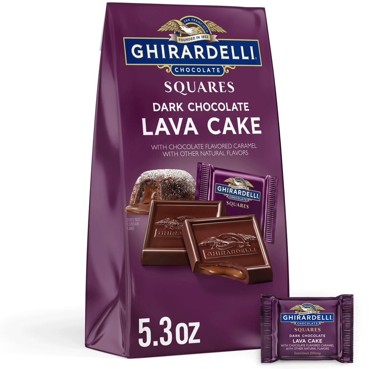 Ghirardelli Dark Chocolate Lava Cake Candy SQUARES Medium Bag - 5.3oz - Pack of 2