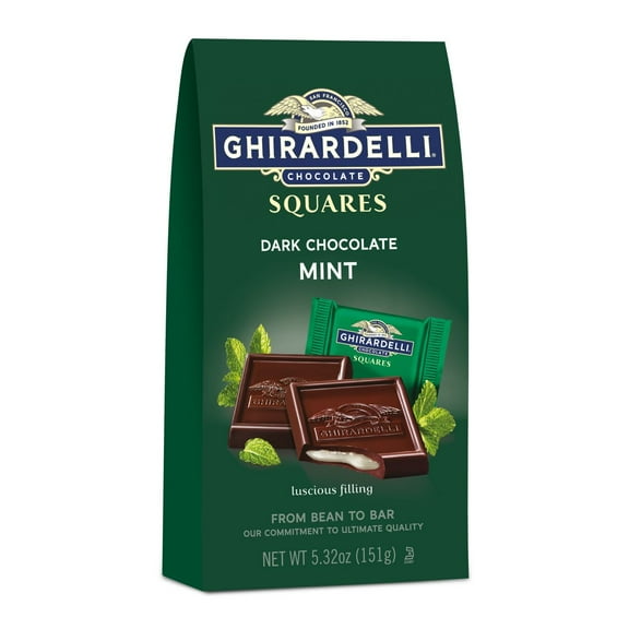 Ghirardelli Dark Chocolate Candy SQUARES with Mint Filling - 5.32oz