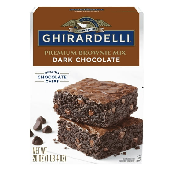 GHIRARDELLI Dark Chocolate Premium Brownie Mix, Includes Chocolate Chips, 20 oz Box