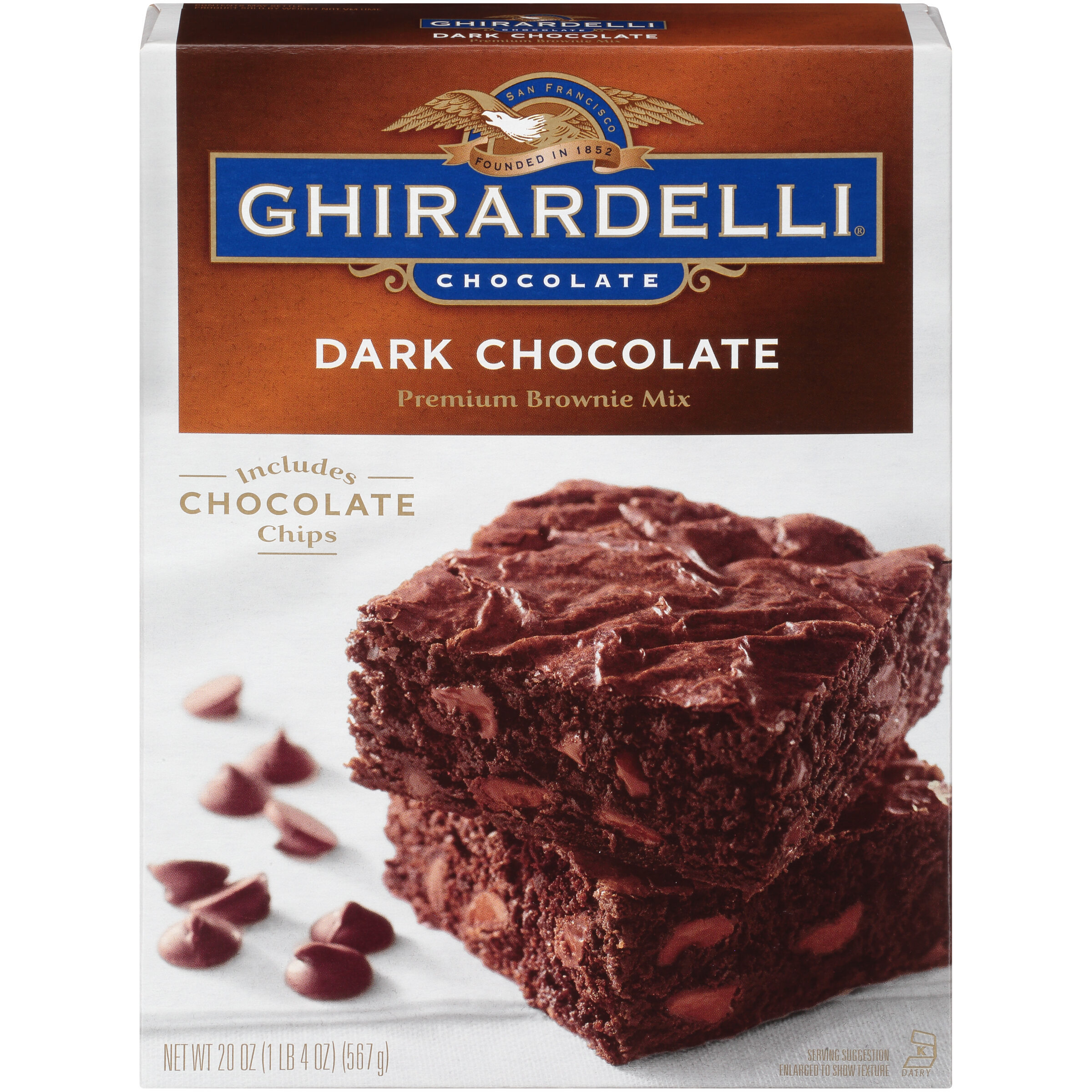 Ghirardelli Dark Chocolate Premium Brownie Mix, Includes Chocolate Chips, 20 oz Box - image 1 of 11