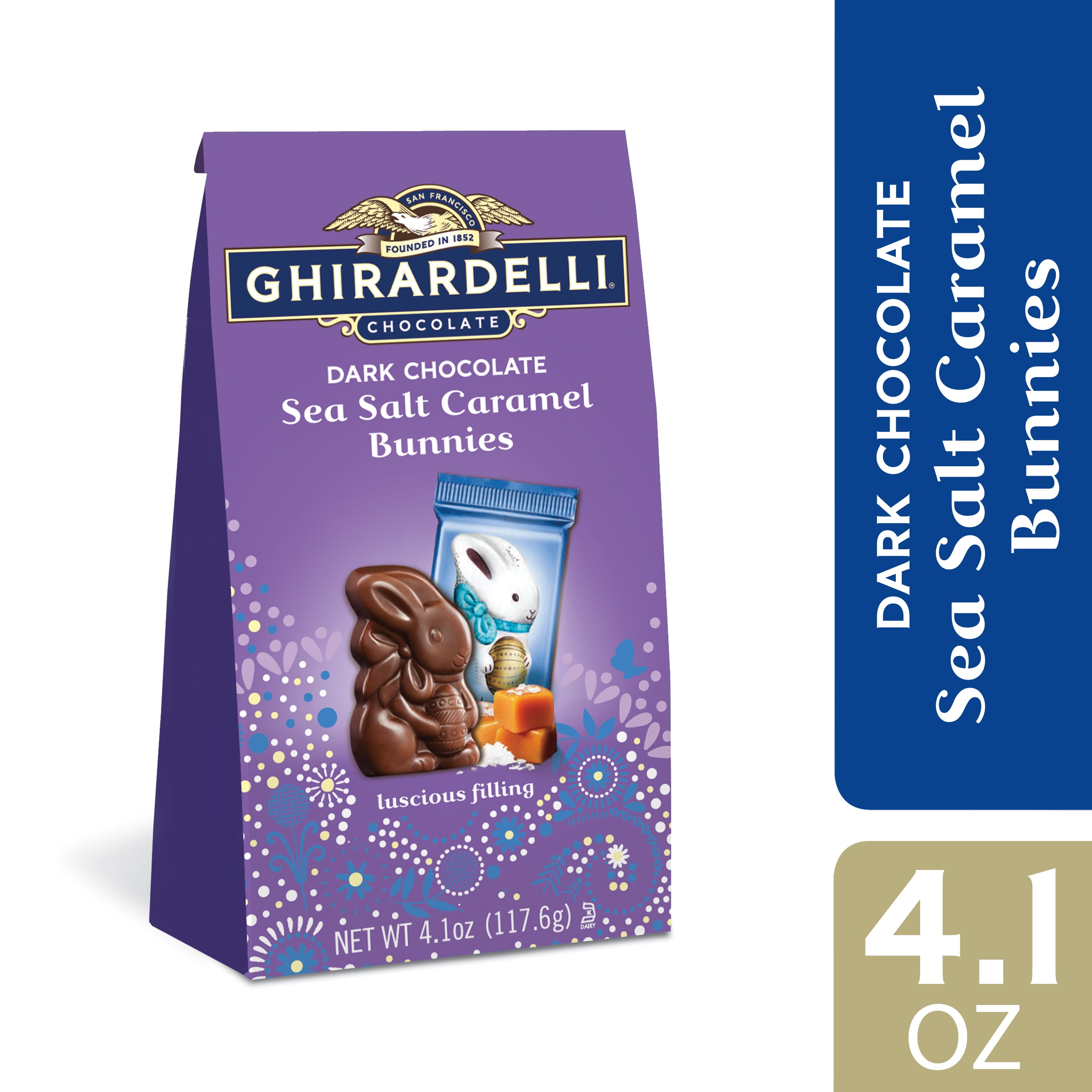 Ghirardelli Dark Chocolate Sea Salt Caramel Bunnies, 4.1 oz Bag