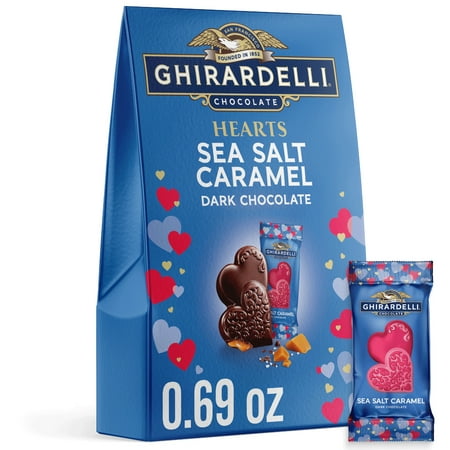 Ghirardelli Dark Chocolate Sea Salt Caramel Duet Hearts Gift, .69 Oz Bag