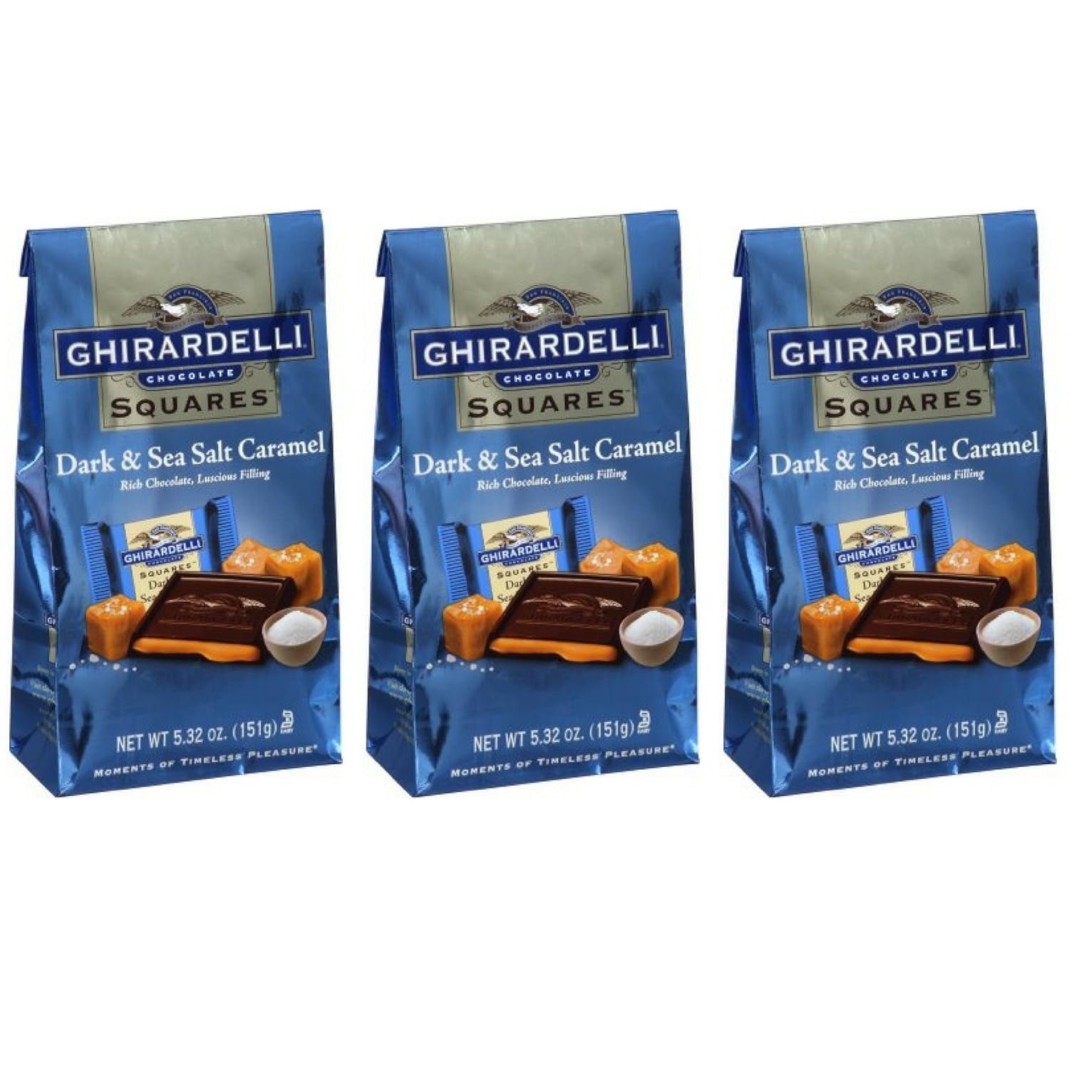 Ghirardelli Dark & Sea Salt Caramel Chocolate Squares, 5.32 oz Pack