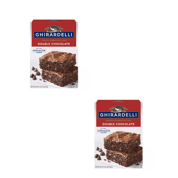 Ghirardelli Double Chocolate Premium Brownie Mix\, 18 oz – pack of 2 - Dessert Baking Chips Fudge Cookie Mix Gourmet Treat