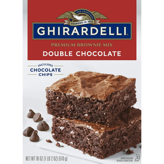 Ghirardelli Double Chocolate Premium Brownie Mix, Includes Chocolate Chips, 18 oz Box