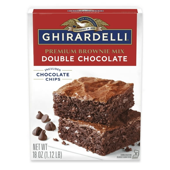 GHIRARDELLI Double Chocolate Premium Brownie Mix, a Premium Baking Mix, Includes Chocolate Chips, 18 oz Box