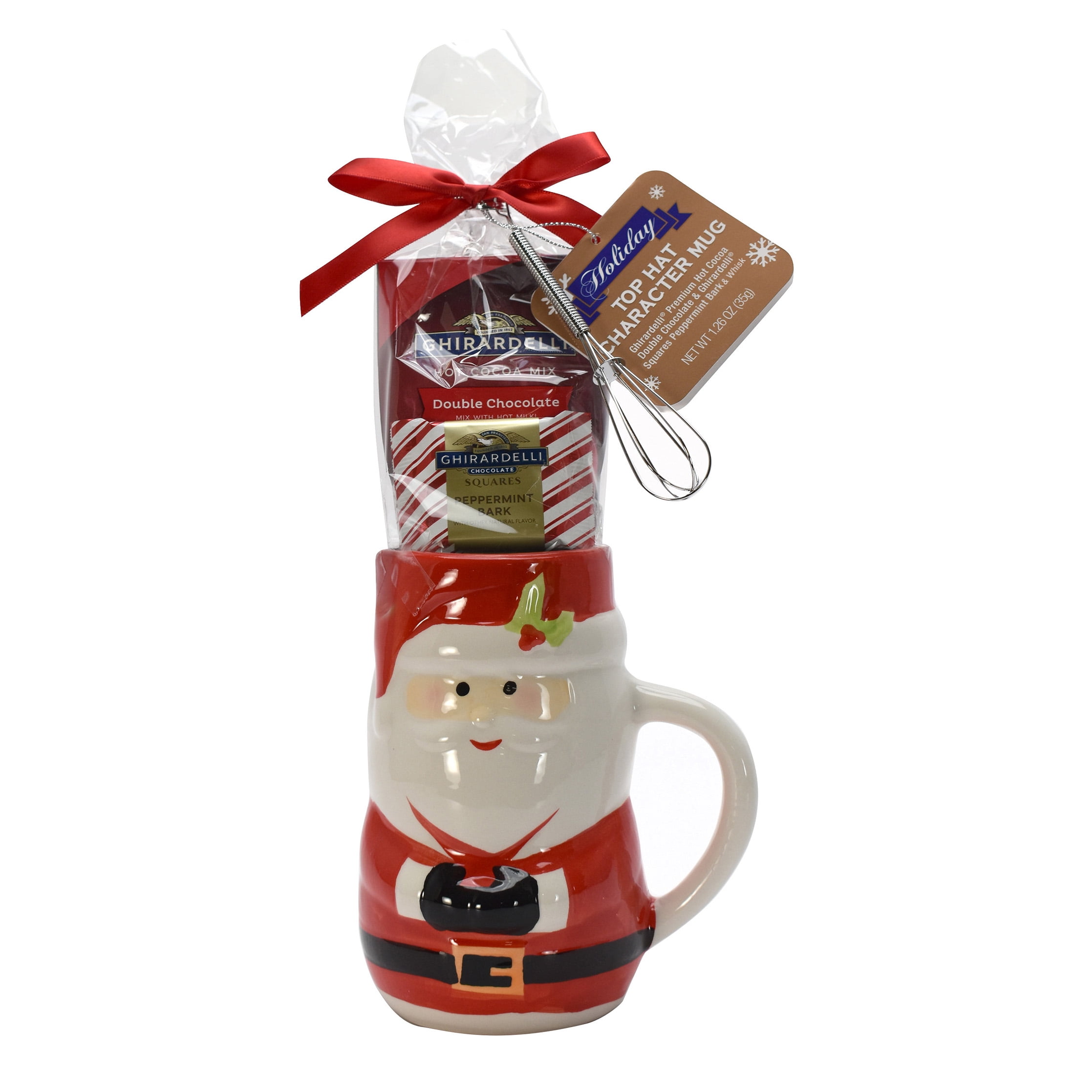 Ghirardelli Holiday Cocoa and Chocolate Santa Mug Gift Set, 1.26oz