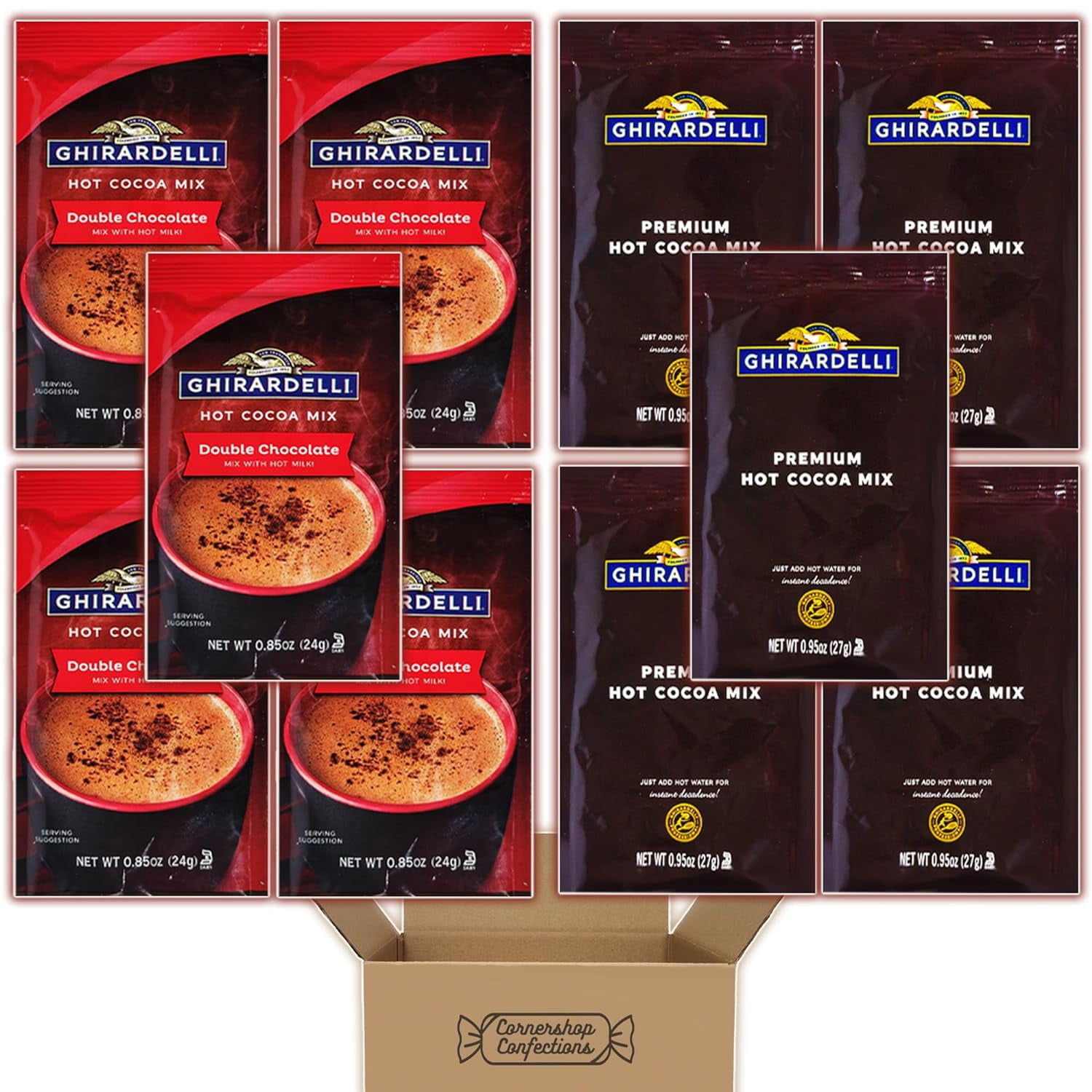 Ghirardelli Hot Cocoa Mix 10 Packet Variety Pack 5 Individual