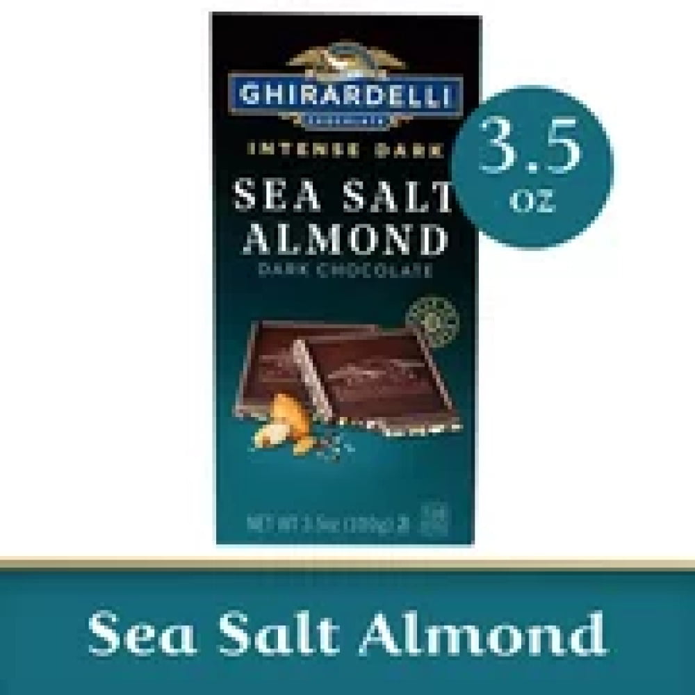Ghirardelli Intense Dark Chocolate Bar Sea Salt Almond (Pack of 3)