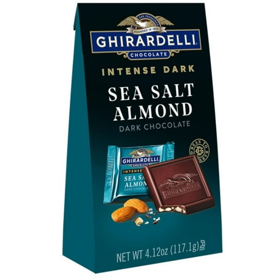 Ghirardelli Intense Dark Chocolate Squares Sea Salt Almond 4.12 oz (Pack of 5)