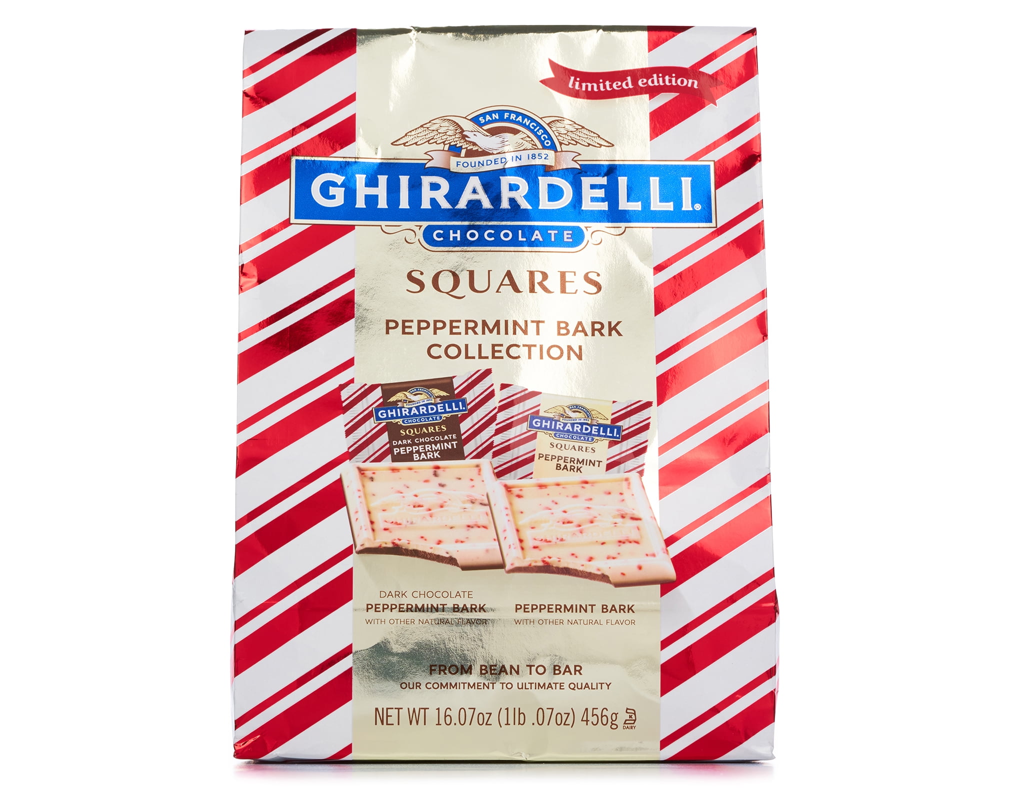 Ghirardelli Limited Edition Peppermint Bark Squares - 2-Pack, Perfect For Holiday Gifting & Baking