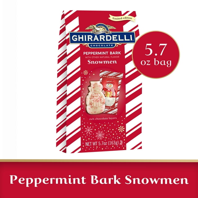 Ghirardelli Chocolate Snowman Candy, Peppermint Bark, 5.7 oz Bag ...