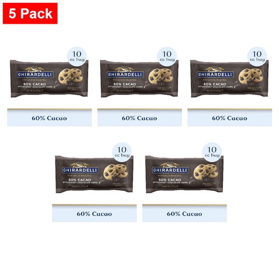Ghirardelli Premium Baking 60% Cacao Bittersweet Chocolate Chips 10 oz - 5 Pack
