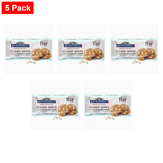Ghirardelli Premium Baking Classic White Chips 11 oz - 5 Pack