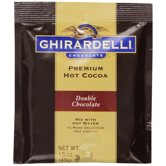 Ghirardelli Premium Hot Cocoa, Double Chocolate, 15 Single Serve Packets