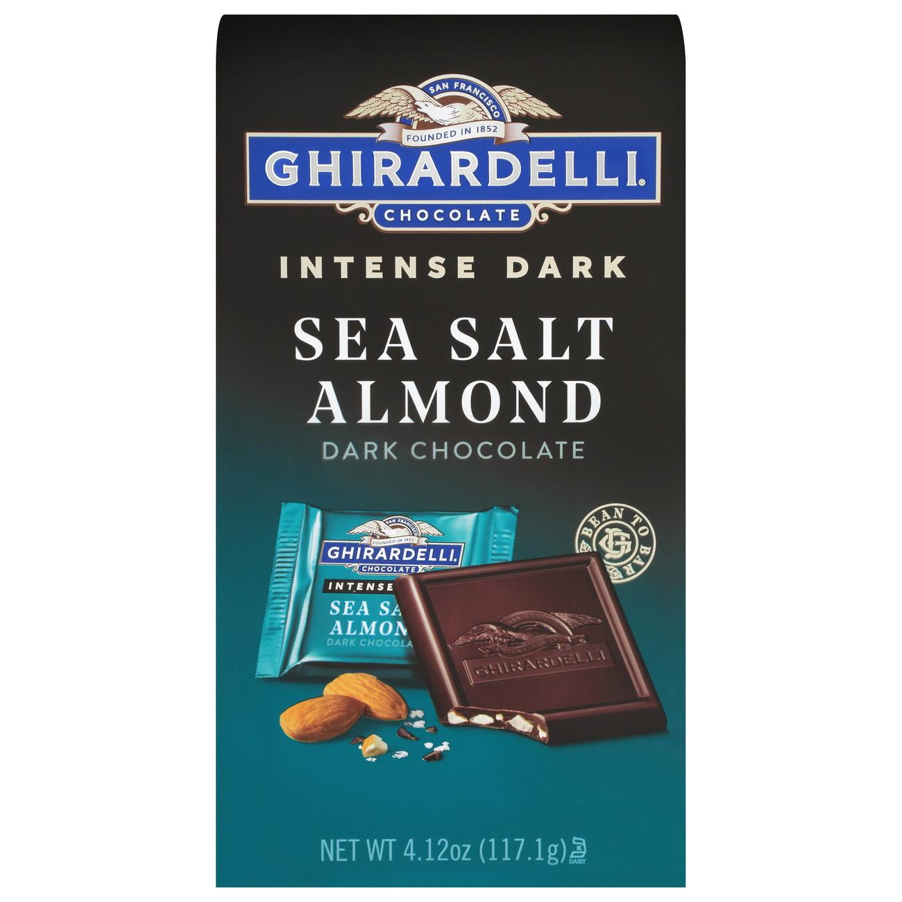 Ghirardelli Sea Salt Almond Dark Chocolate Squares - 4.12 oz- Pack of 2