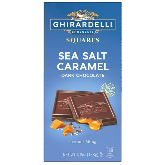 Ghirardelli Sea Salt Caramel Dark Chocolate Squares Bar, 4.8 Oz Bar (10 Bars) Packaging May Vary
