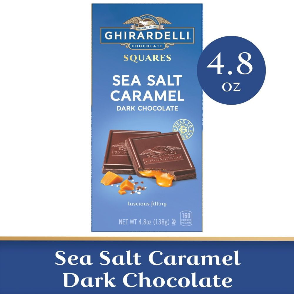 Ghirardelli Sea Salt Caramel Dark Chocolate Squares Bar 4.8 oz - Pack of 3