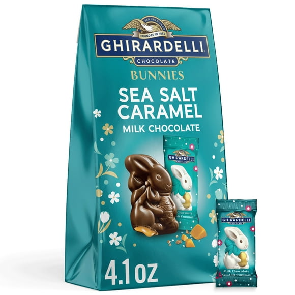 GHIRARDELLI Easter Sea Salt Caramel Milk Chocolate Bunnies, 4.1 oz Bag