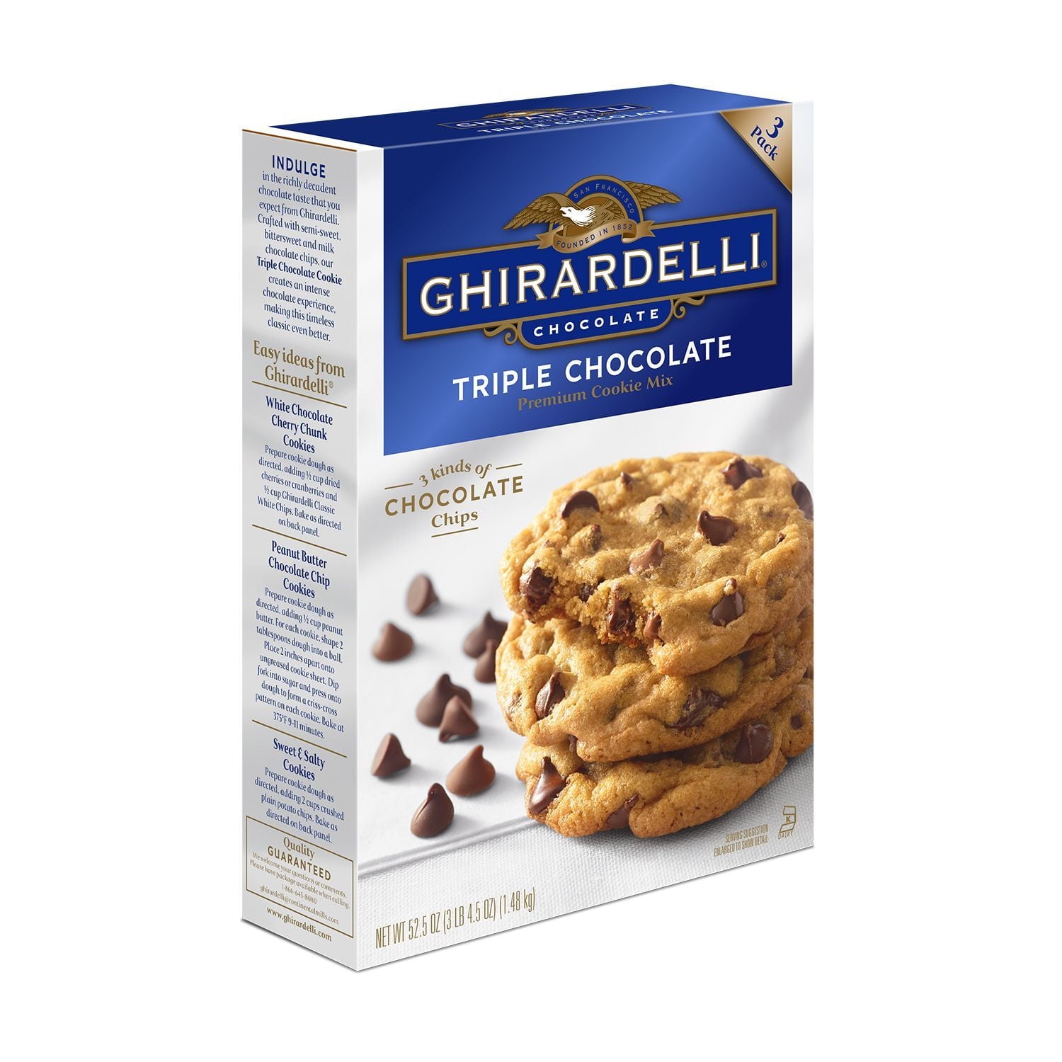 Ghirardelli Triple Chocolate Chip Cookie Mix (17.5 oz., 3 pk