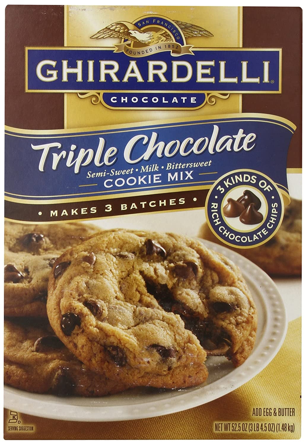 Ghirardelli Triple Chocolate Premium Cookie Mix, 52.5 Ounce