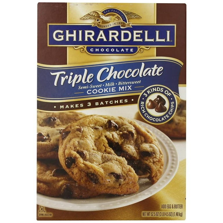 Ghirardelli Triple Chocolate Cookie Mix, 52.5 oz, Semi Sweet, Milk