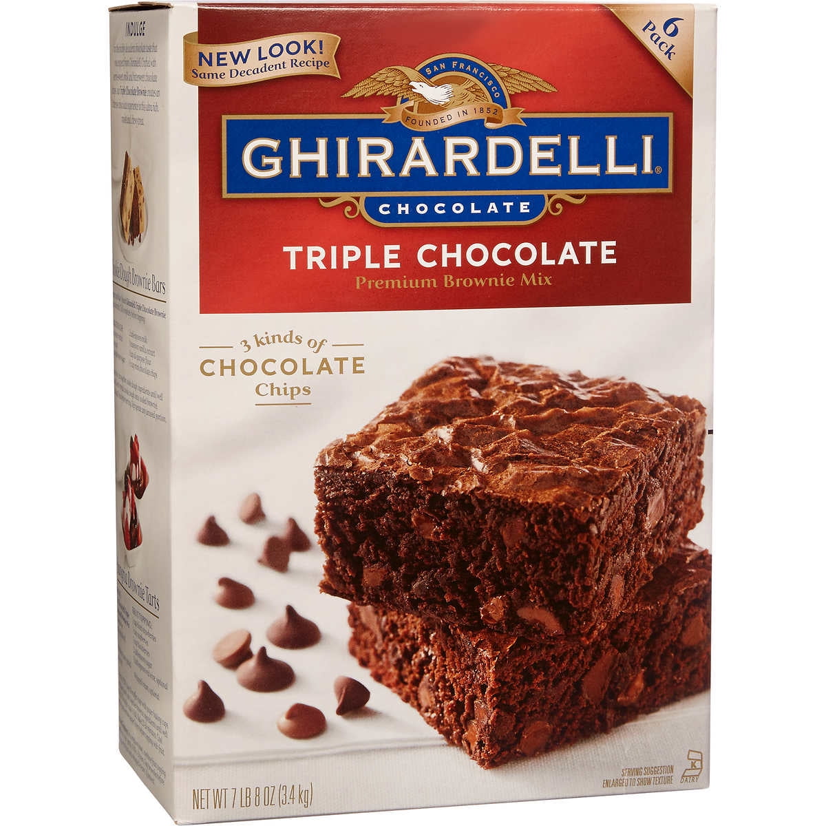 Ghirardelli Triple Chocolate Brownie Mix, Kosher, 7.5 lb, Semi