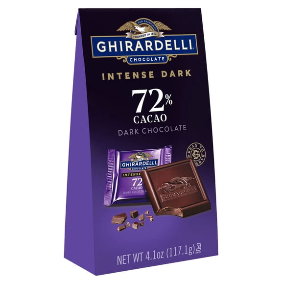 Ghirardelli Intense Dark Chocolate Squares 72% Cacao Candy Bag 4.1 oz - Pack of 2