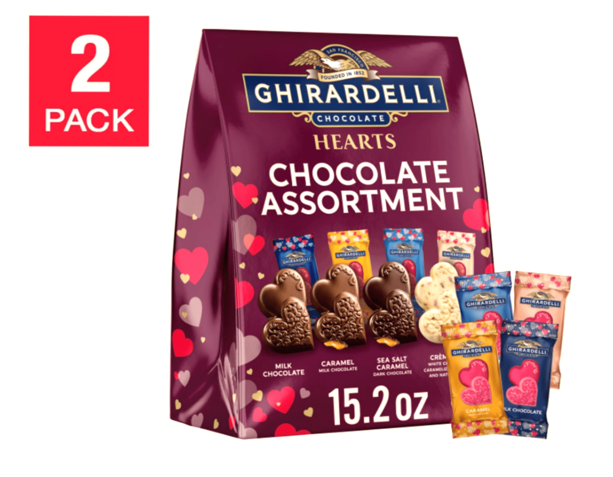 Ghirardelli Valentine's Chocolate Assortment Duet Hearts - 15.2oz