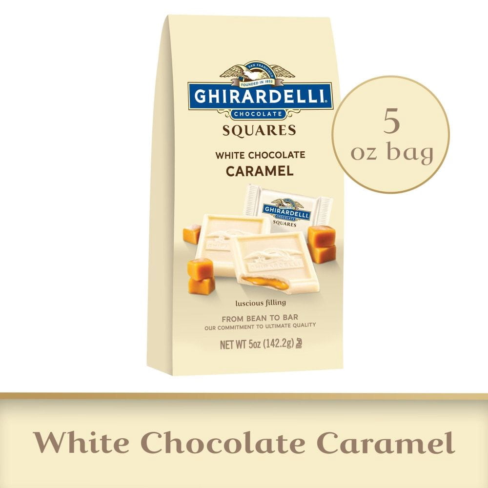 Ghirardelli White Chocolate Squares with Caramel Filling Holiday Candy Bag 5 oz - Pack of 2