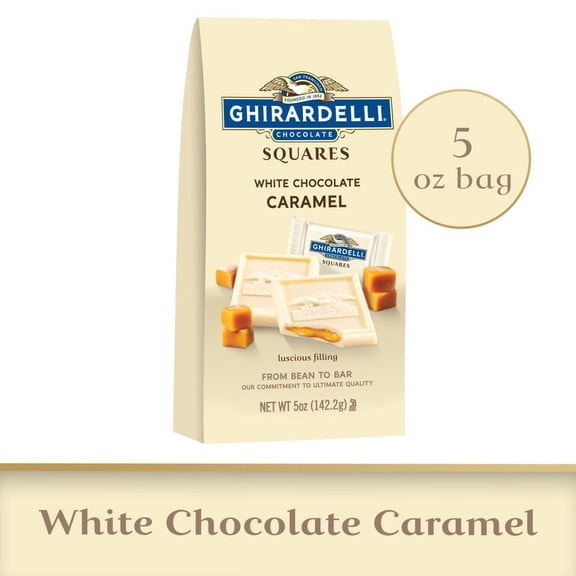 Ghirardelli White Chocolate Squares with Caramel Filling Holiday Candy Bag 5 oz - Pack of 2
