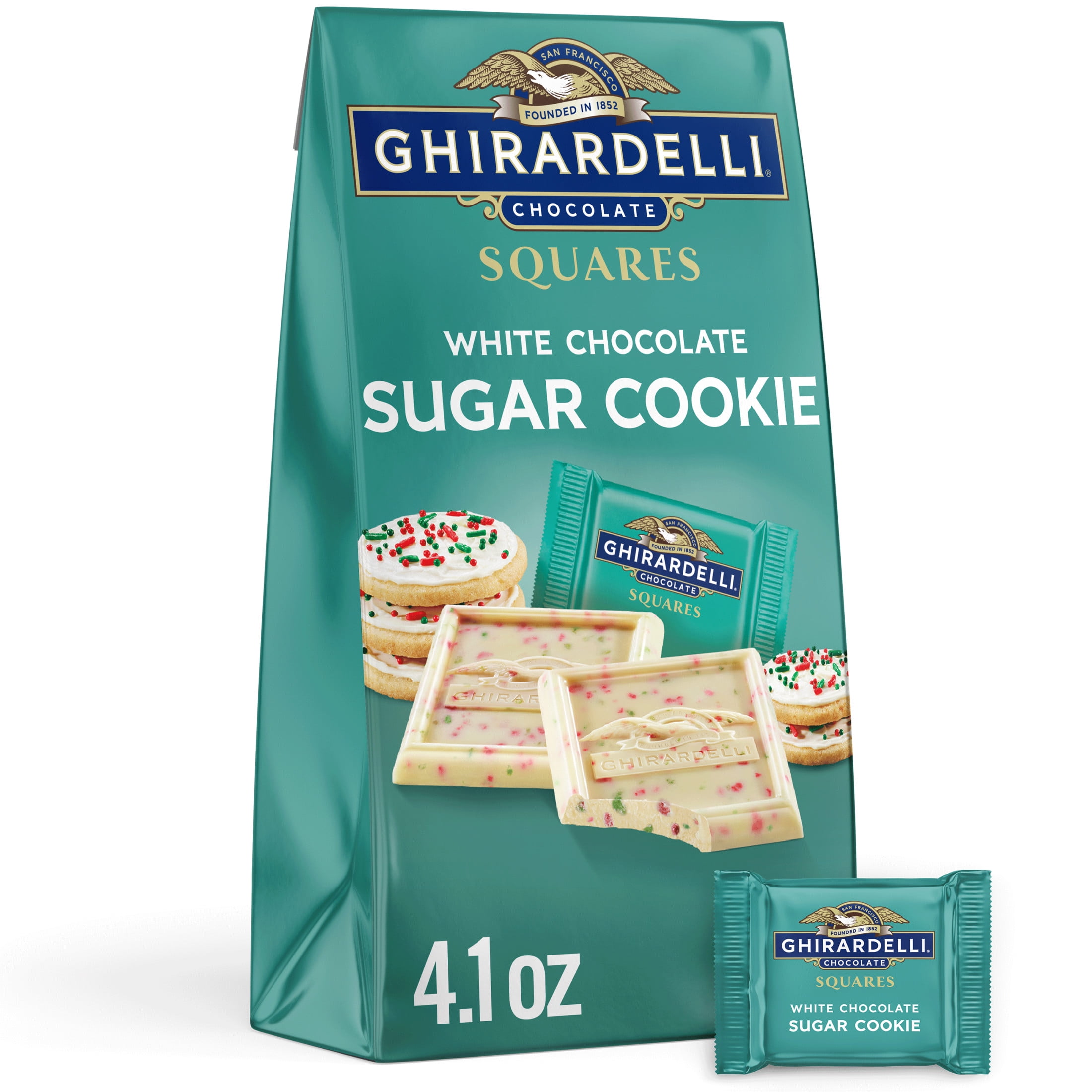 GHIRARDELLI White Chocolate Candy Sugar Cookie SQUARES, 4.1 oz Bag