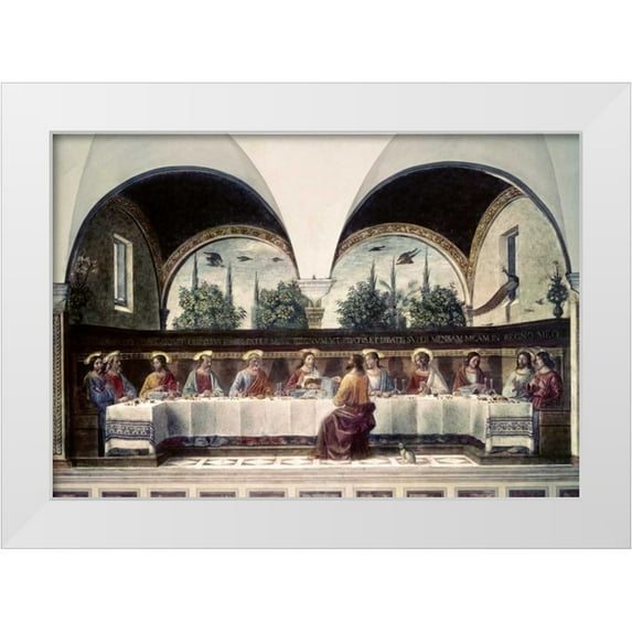 Ghirlandaio, Domenico 14x11 White Modern Wood Framed Museum Art Print Titled - Last Supper