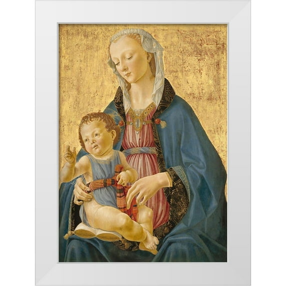 Ghirlandaio, Domenico 18x24 White Modern Wood Framed Museum Art Print Titled - Madonna and Child