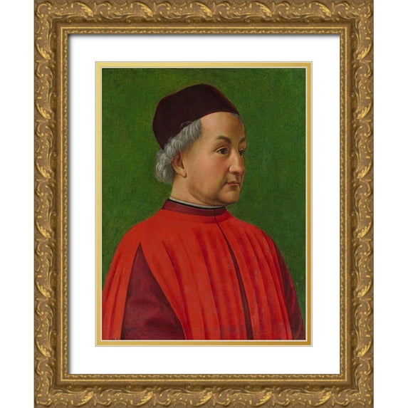 Ghirlandaio, Domenico 19x24 Gold Ornate Wood Framed with Double Matting Museum Art Print Titled - Portrait of a Man