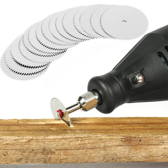 Ghojet 15Pcs 22mm Stainless Steel Cutting Wheel Disc Sharp Cut Off Disc Fast Cutting Tool Kit Rotary Tool Accessories with Pole for Wood Plastic PVC Pipe Cutting