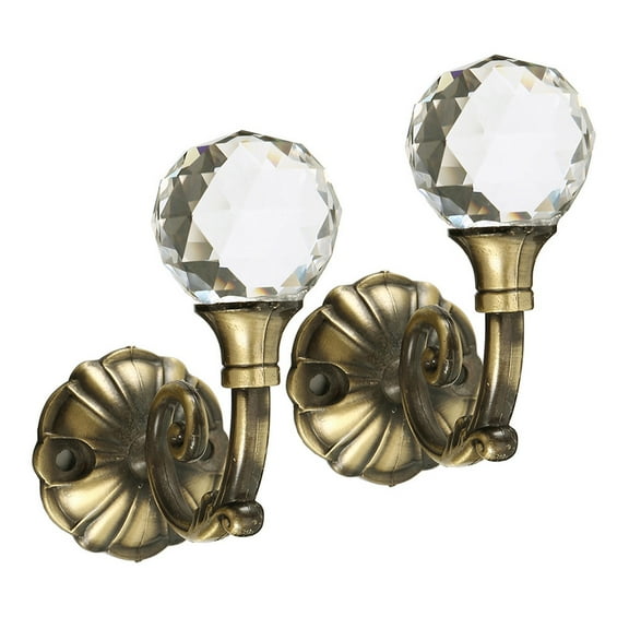 Ghojet 2 Pack Phoenix Glass Crystal Curtain Holdbacks Hooks Drapery Tiebacks Tassel Holder,Bronze