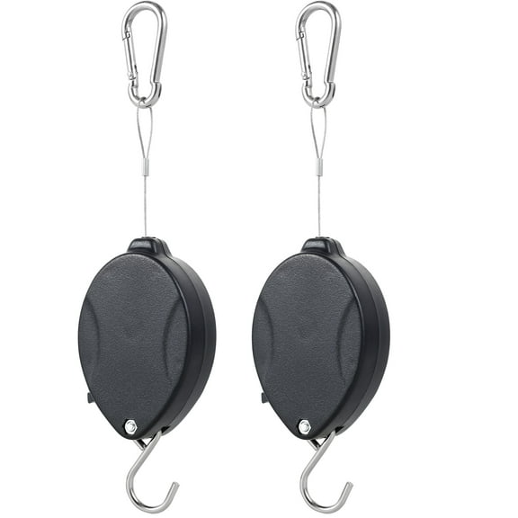 Ghojet 2Pcs Retractable Plant Hanger Adjustable Plant Pulley 25kg Heavy Duty Flower Basket Hook Hanger Pull Down Plant Hanger Easy to Raise and Lower for Bird Feeder Plant Basket Garden