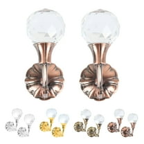 Ghojet 2pcs Curtain Holdbacks Wall Mounted Drapery Tiebacks Metal Crystal Curtain Hanging Hook Curtain Wall Tie Decorative Window Treatment Holdbacks Coat Hat for Bedroom