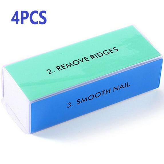 Tcwhniev 4Pcs 4-Ways Nail File and Buffer Blocks, Nail Buffering Files, Block Nail Buffer, Professional Manicure Tools