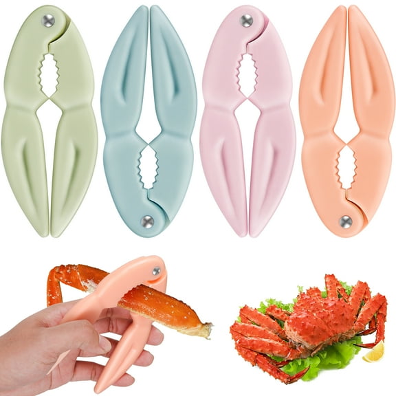 Ghojet 4Pcs Crab Crackers and Tools Plastic Crab Leg Crackers Tool 5.1 Inch Lobster Crackers Portable Seafood Crackers and Tools Efficient Crab Claw Crackers for Home Kitchen Parties