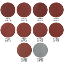 Ghojet 50mm Sanding Disc 200pcs Abrasive Discs 80/180/240/320/400/600/800/1000/2000/3000 Grit Ideal For Polishing / Rusting (20 Discs Per Grit Size)