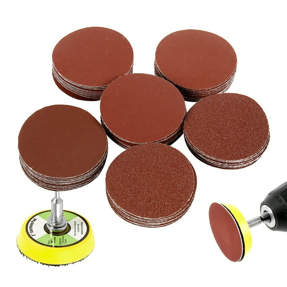 Ghojet 60pcs 2 Inch Sander Disc Sanding Disk 100-2000 Grit Sandpaper With Abrasive Polish Pad Plate For Drill Grinder Rotary Tools