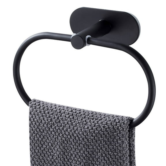 Ghojet Adhesive Towel Ring Self Adhesive Hand Towel Ring Stainless Steel Rustproof Bathroom Towel Holder Wall Mount 304 Stainless Steel Matte Black
