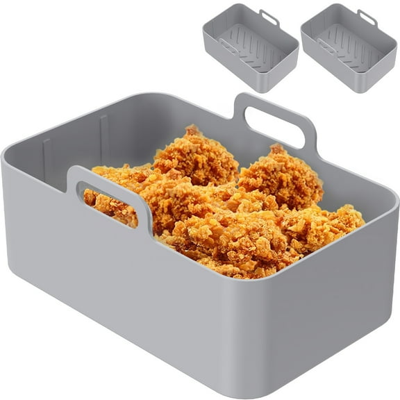 Ghojet Air Fryer Silicone Pot Silicone Air Fryer Basket Heat Resistant Square Replacement Basket Grill Pan Multifunctional Easy Cleaning Air Fryer Oven Accessories BPA Free for Kitchen