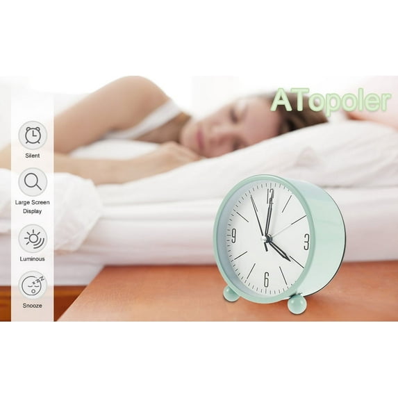 Ghojet Analog Alarm Clock 4.5 inch Super Silent Non Ticking Small Clock with Night Light, Battery Operated Simply Designfor Bedroon Bedside Desk